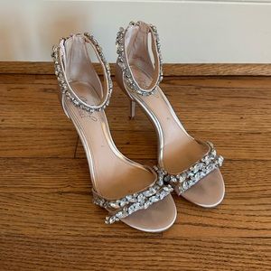 Jewel Badgley Mischa Caroline Embellished Ankle-Strap Evening Sandals
